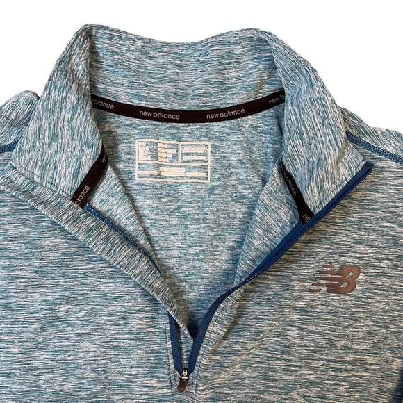New Balance Quearter Zip Long Sleeve Space Dye Blue - Picture 5 of 6